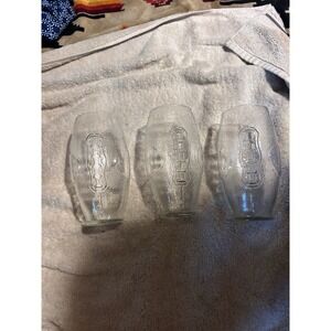 Set Of 3 Football Shaped Drinking Glasses Clear Football NFL Fan Vintage